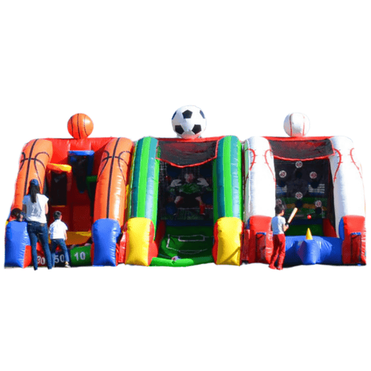 3 - in - 1 Sports Zone ⚾🏀⚽ - Inflatable Games - Rockin’ Party Rentals
