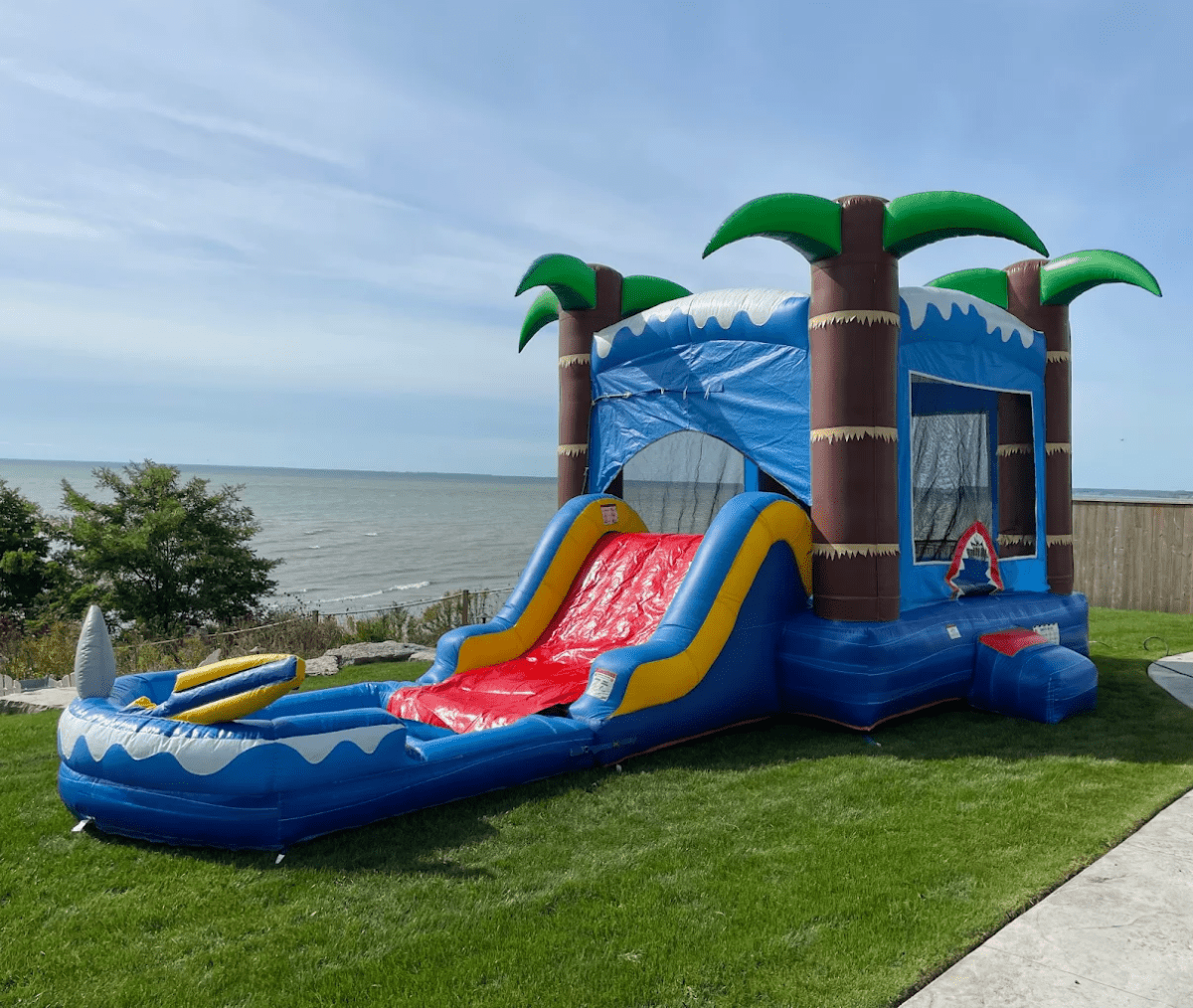 Tropical Inflatable water slide rental near Lake Erie in Port Dover, Ontario