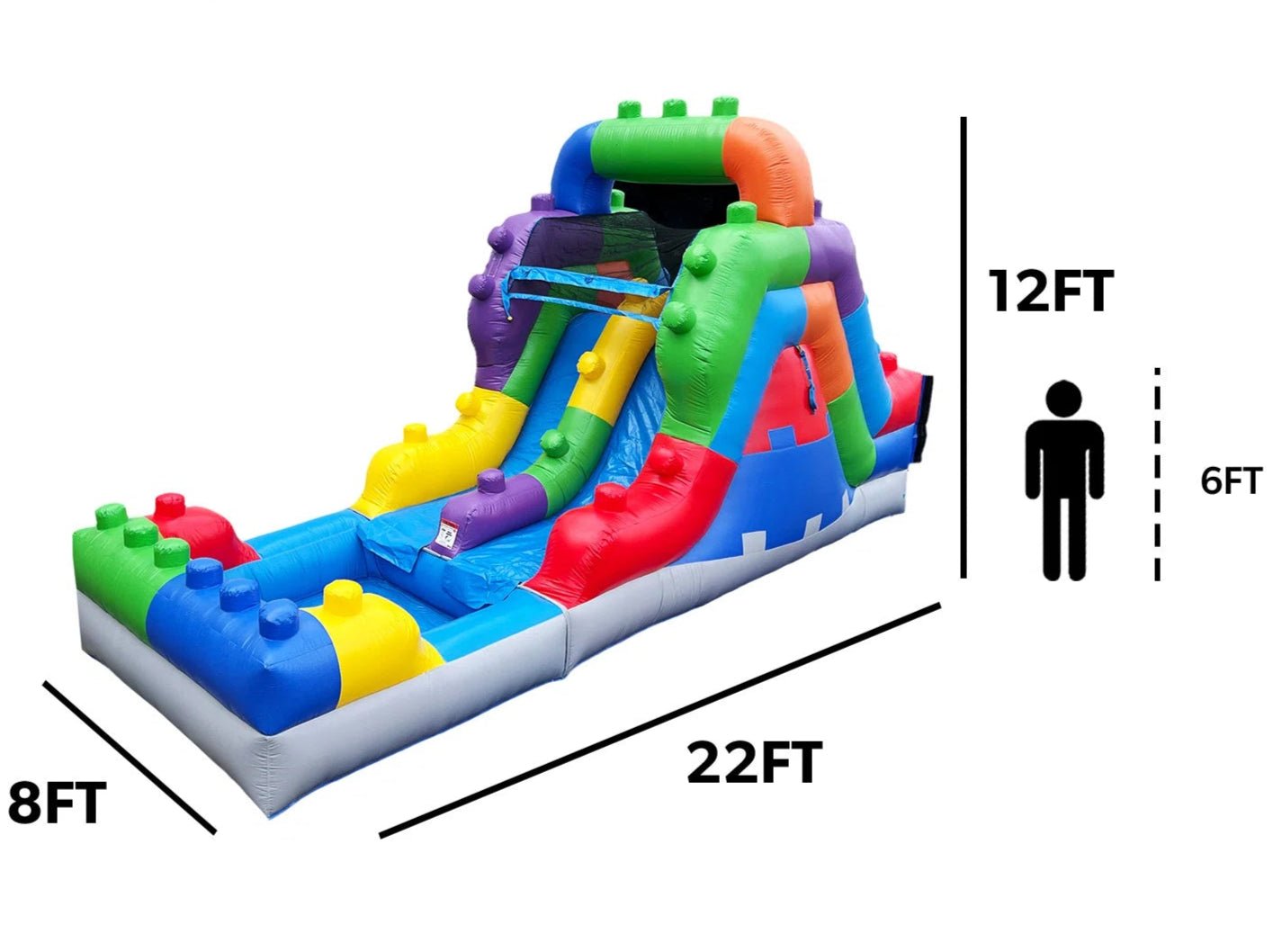 NEW! Brick Blitz Dual Lane Water Slide (12 Ft.) - Inflatables - Rockin’ Party Rentals