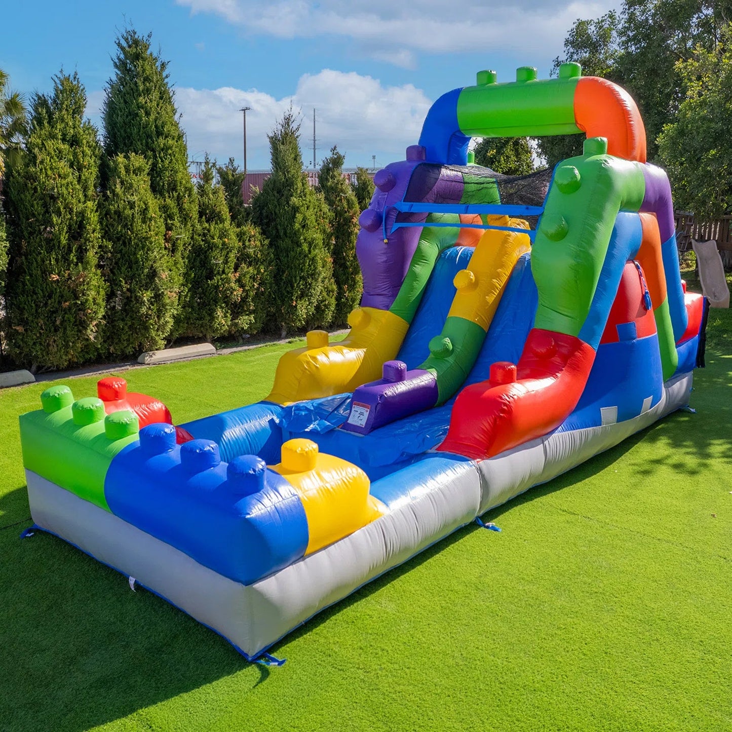 NEW! Brick Blitz Dual Lane Water Slide (12 Ft.) - Inflatables - Rockin’ Party Rentals