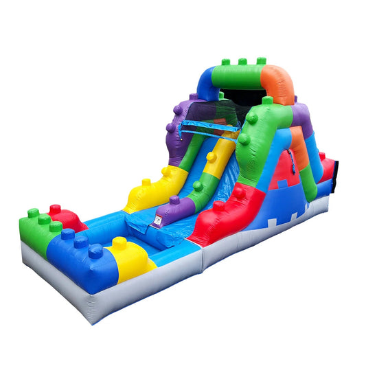 NEW! Brick Blitz Dual Lane Water Slide (12 Ft.) - Inflatables - Rockin’ Party Rentals