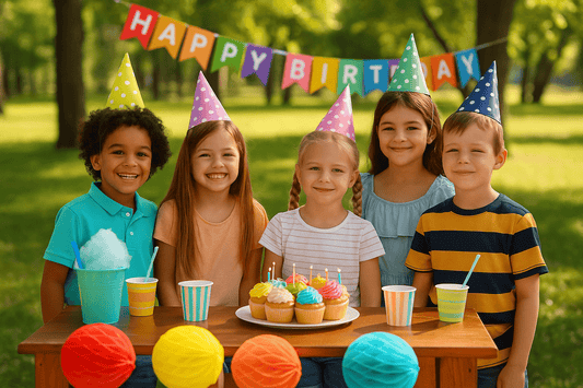 Kids having fun at a birthday party with a bouncy castle rental in Hagersville, Ontario